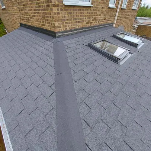 a roof that has a skylight on it