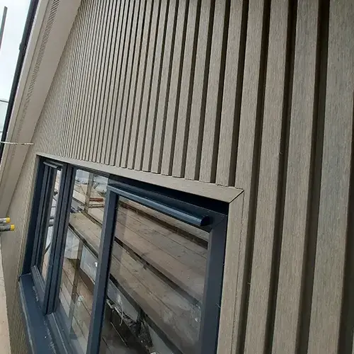 A window on the side of a building.