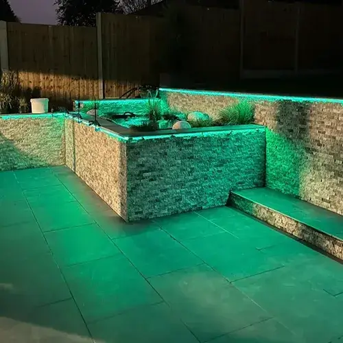 brick side area of outside lighting